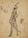 Jan Marcin Szancer, Projekt kostiumu ułana, ołówek, papier