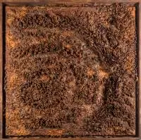 Stanisław Tomalak, Fragment 392 z cyklu "Wojna totalna", 2016-2019, technika własna (akryl, impregnowana rdza, poliuretan, plastik), płótno