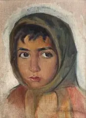 Leon Lewkowicz, Portret dziewczynki, olej, płótno