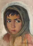 Leon Lewkowicz, Portret dziewczynki, olej, płótno