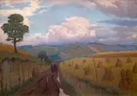 Ludwik Leszko, Pejzaż, 1941 r., 1941, olej, tektura, 48