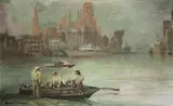 Gdańsk znad Motławy by Marian Mokwa, olej, płótno, sold Nov 2019