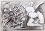 Bez tytułu, 1988 r. by Franciszek Starowieyski, 1988, ołówek, flamaster, papier, sold Nov 2019