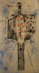 Jan Lebensztejn, Figura osiowa, 1958 r., 1958, tusz, gwasz, papier milimetrowy