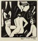 Janusz Maria Brzeski, La bourdele, 1929 r., 1929, drzeworyt, papier