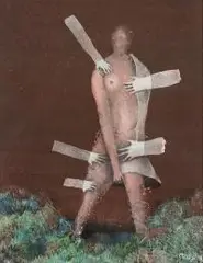 Dotykające dłonie, 1983 r. by Stasys Eidrigevičius, 1983, gwasz, papier, 19, sold Nov 2019