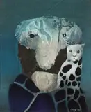 Stasys Eidrigevičius, Portret z kotkiem, 1983 r., 1983, gwasz, papier