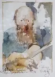 Jerzy Duda-Gracz, Miasto Mikołów-Śpiewający poeta, nr 595/94, akwarela, papier, 26