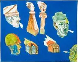 Z cyklu Niech żyje wojna, 1992 by Edward Dwurnik, 1992, technika mieszana, papier, sold Nov 2019