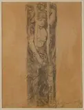 Józef Mehoffer, Szkic do witraża, 1899 r., 1899, ołówek, papier, 15