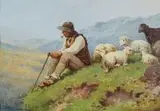 Adam Setkowicz, Góral na hali, olej, płótno naklejone na tekturę