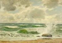Bruno Bielefeld, Mewy nad wzburzonym Bałtykiem - Ostsee, olej, płótno