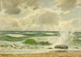Bruno Bielefeld, Mewy nad wzburzonym Bałtykiem - Ostsee, olej, płótno