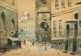 Z. Węgliński, Widok na Rynek Starego Miasta w Warszawie, akwarela, papier