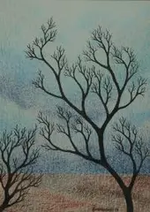 Nokturn, 1998 r by Jerzy Znamierowski, pastel olejny, papier, sold Oct 2019