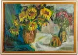Martwa natura z kwiatami by Władysław Kurpiel, olej, płótno, sold Oct 2019