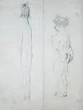 Józef Mehoffer, Akty kobiece, ołówek, papier, 26