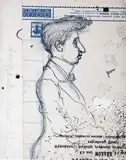 Józef Mehoffer, Karykatura Artura Rubinsteina, 1916 r., 1916, ołówek, tusz, papier, 31