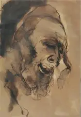 Emmanuel Katz, Głowa Żyda, tusz, papier, 34