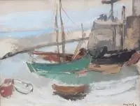 Emmanuel Katz, W porcie, 1931 r., 1931, gwasz, tektura, 48