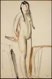 Wojciech Weiss, Akt, akwarela, papier