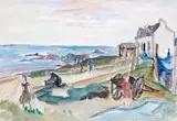 Henri Epstein, Nad morzem, l. 30.-40. XX w., akwarela, ołówek, papier