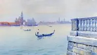 Soter Jaxa-Małachowski, San Giorgio Maggiore – Wenecja, 1930 r., 1930, akwarela, gwasz, papier