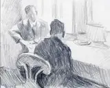 Stanisław Kamocki, Scena we wnętrzu, rozmowa mężczyzn, 1937 r.
