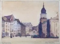 Feliks Jabłczyński, Plac Zamkowy, ceratoryt, papier, 24