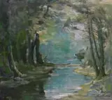 Pejzaż by Marian Mokwa, olej, płótno, sold Sep 2019