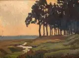 Franciszek Wójcik, Brzeg lasu, 1959 r., 1959, olej, tektura