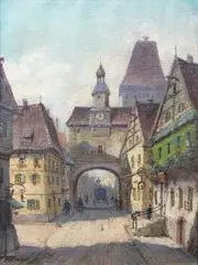 Moritz Wimmer, Rothenburg nad rzeką Tauber, olej, płótno, 40