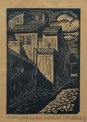 Józef Bodziński, Zaułek Skopówka, 1939 r., 1939, drzeworyt, papier, 24