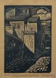 Józef Bodziński, Zaułek Skopówka, 1939 r., 1939, drzeworyt, papier, 24