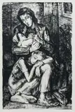 Maurycy Medrzycki, Matka z dziećmi w getcie, 1950 r., 1950, "Hommage aux combattants martyrs du ghetto de Varsovie", wyd. 1955 r., druk, papier