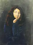 Moïse Kisling, Portret dziewczyny, litografia barwna, papier