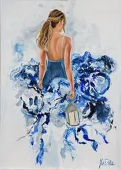 Julia Reiter, Spacer w błękicie, 2019, 2019, olej, płótno