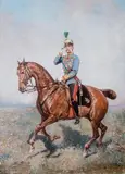 Tadeusz Ajdukiewicz, Konny portret ceszarza Franciszka Józefa I, olej, deska