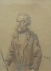 Józef Ujheli, Portret męski, pastel, papier