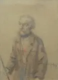 Józef Ujheli, Portret męski, pastel, papier