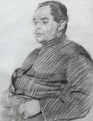 Józef Mehoffer, Portret jezuity, kredka, papier żeberkowy, 58