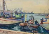 Antoni Wippel, Port w Gdyni, akwarela, papier, 33