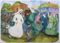 Chaim Goldberg, Weselny taniec, 1996 r., 1996, akwarela, tusz, papier