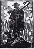 Edmund Ludwik Bartłomiejczyk, Grający pasterz, 1926 r., 1926, drzeworyt, papier, 25