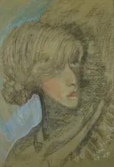 Stanisław Ignacy Witkiewicz, Portret Felicji Turowskiej, 1931 r., 1931, pastel, papier zielony