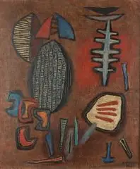 Roman Owidzki, Kompozycja, 1957 r., 1957, olej, płótno