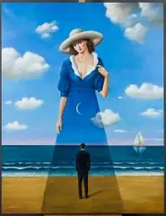 Rafał Olbiński, Lesson in blue, 2015, 2015, akryl, płótno