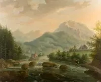 Antoni Lange, Nad potokiem, 1840 r., 1840, olej, płótno