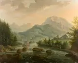 Antoni Lange, Nad potokiem, 1840 r., 1840, olej, płótno