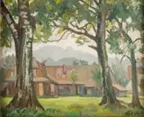 Franciszek Wójcik, Pochmurny dzień (Zakopane), 1950 r., 1950, olej, tektura